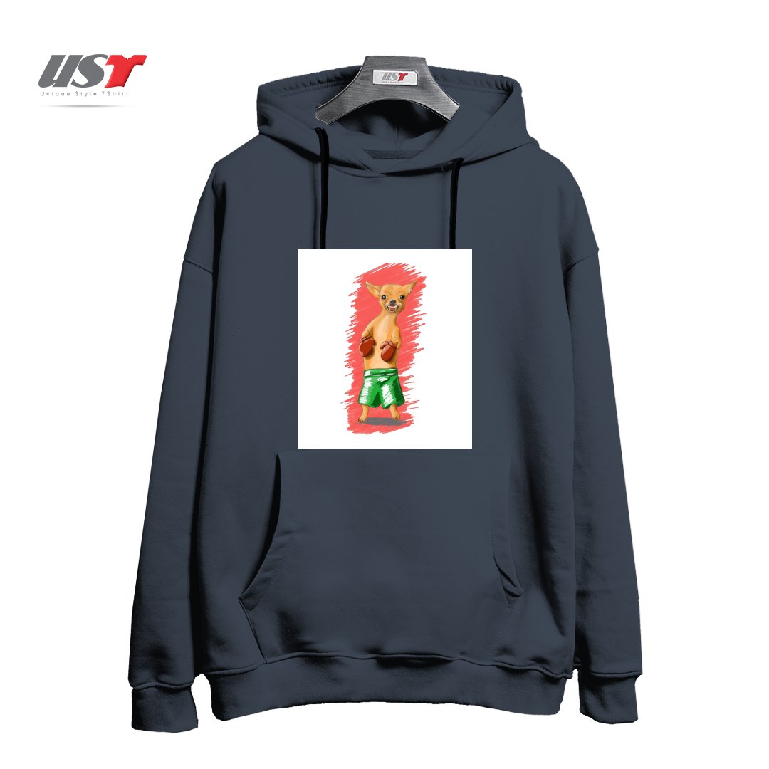 طرح BOXING CHIHUAHA هودی اورسایزرنگ دودی