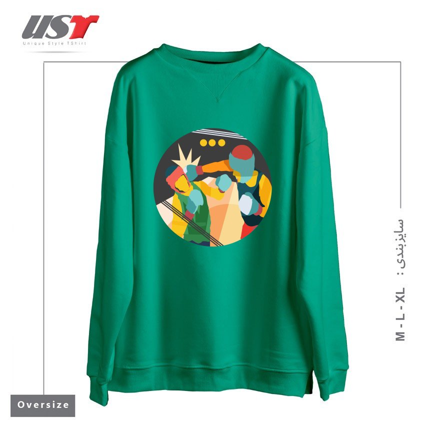 طرح BOXING سوییشرت اورسایزرنگ سبز سدری