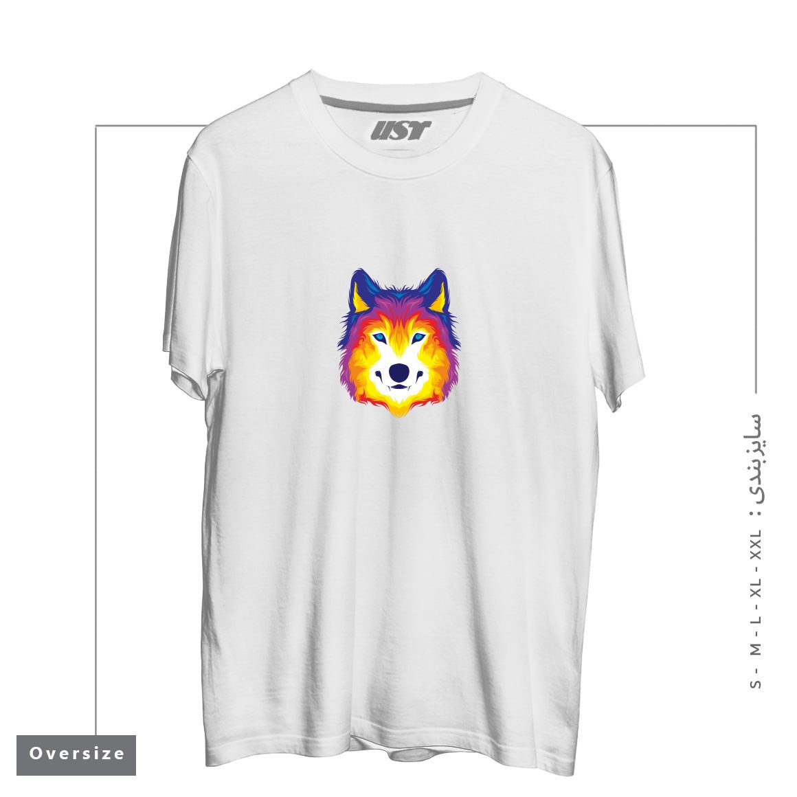 تیشرت اورسایز طرح WOLF IN COLOR