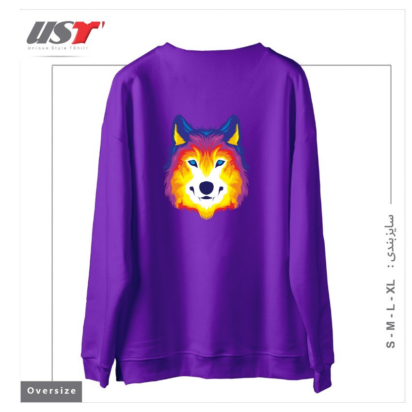 طرح WOLF IN COLOR سوییشرت اورسایزرنگ بنفش