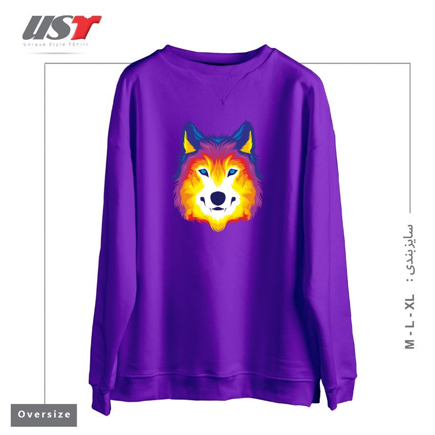 سوییشرت اورسایز طرح WOLF IN COLOR
