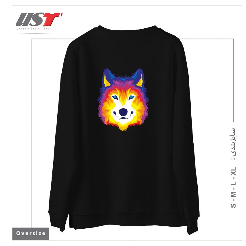 طرح WOLF IN COLOR سوییشرت اورسایزرنگ مشکی