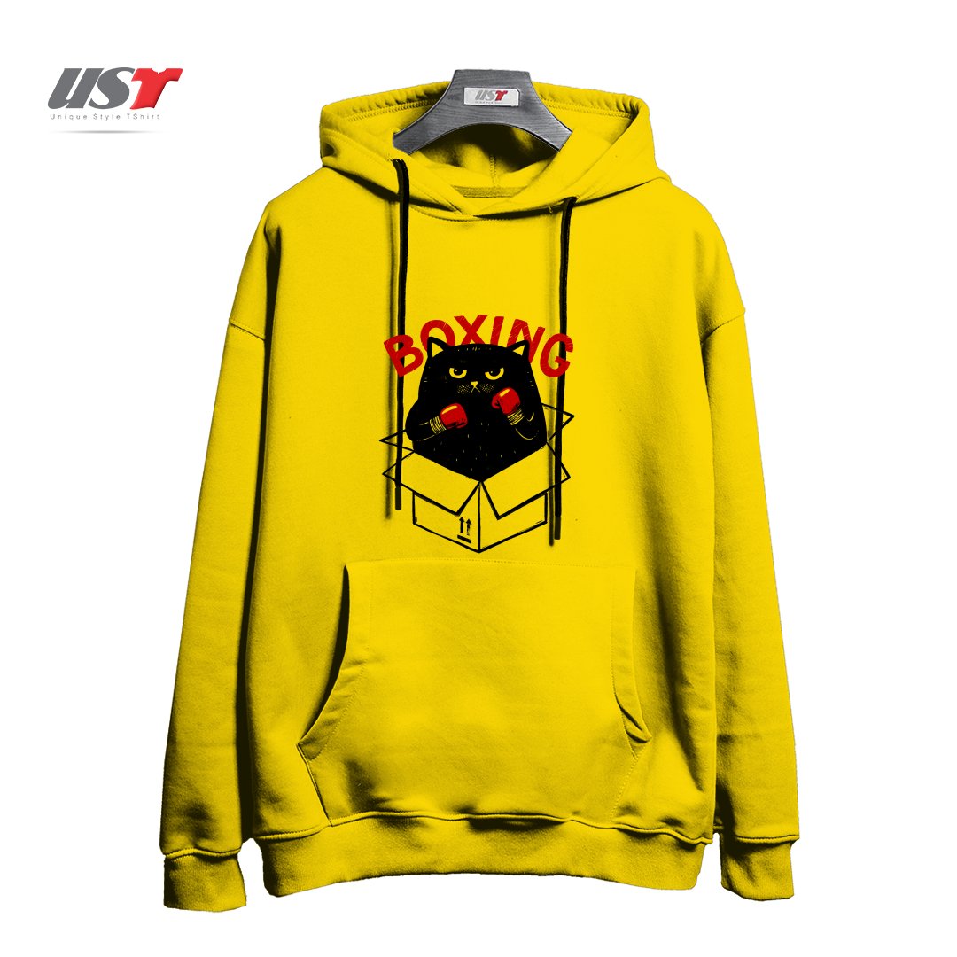 طرح BOXING1 هودی اورسایزرنگ زرد