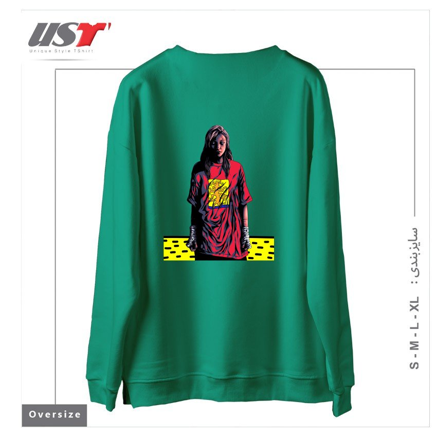 طرح KEITH TREE سوییشرت اورسایزرنگ سبز سدری