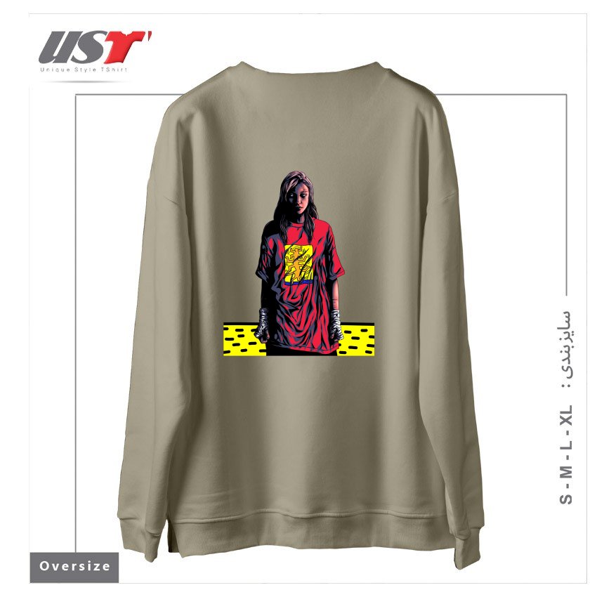 طرح KEITH TREE سوییشرت اورسایزرنگ نخودی