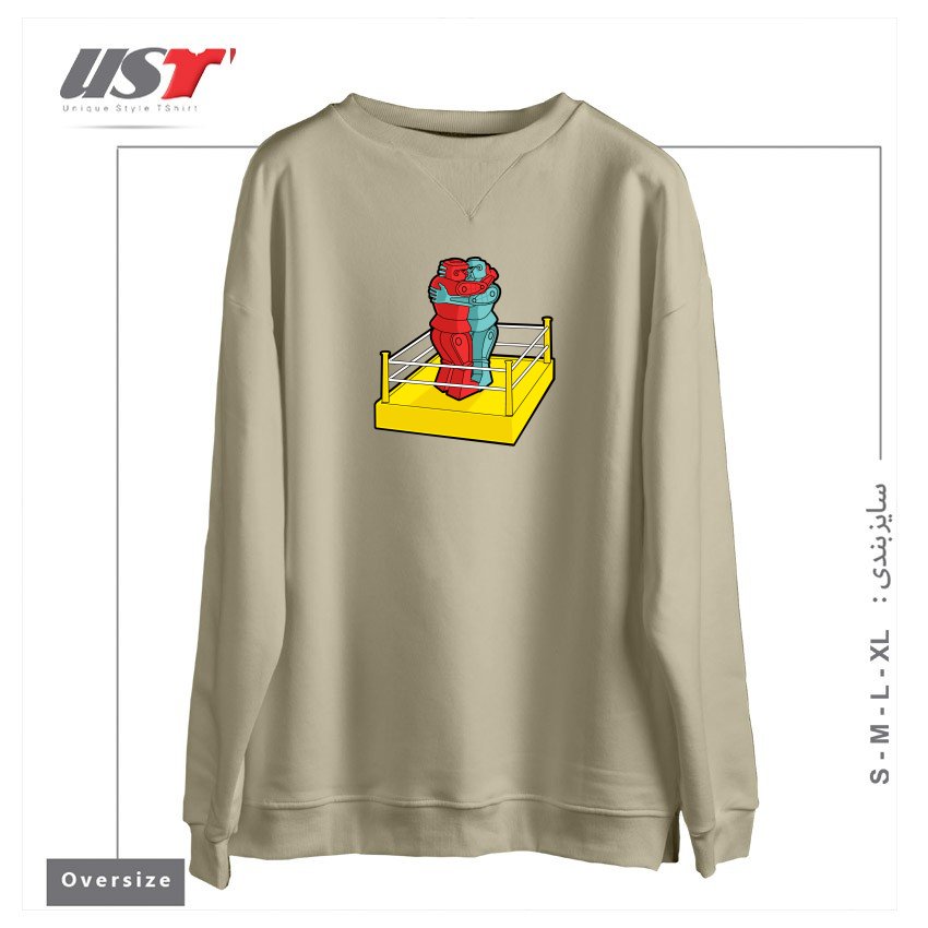 طرح MAKE LOVE NOT WAR سوییشرت اورسایزرنگ نخودی