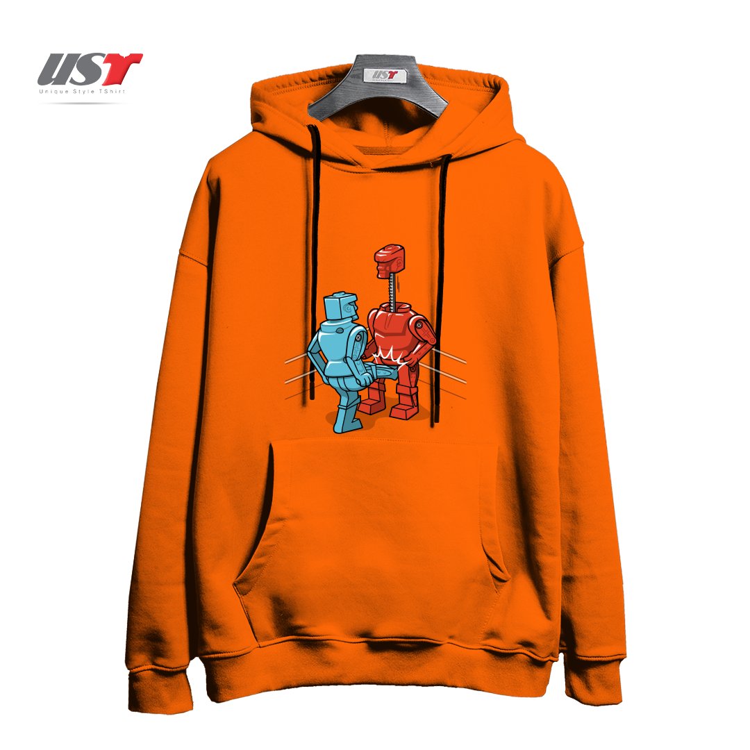 طرح MAKE LOVE NOT WAR1 هودی اورسایزرنگ نارنجی