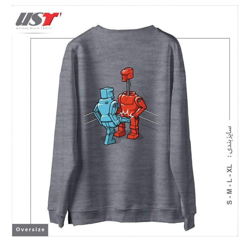 طرح MAKE LOVE NOT WAR1 سوییشرت اورسایزرنگ طوسی ملانژ