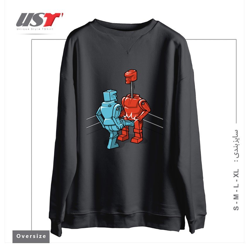 طرح MAKE LOVE NOT WAR1 سوییشرت اورسایزرنگ دودی