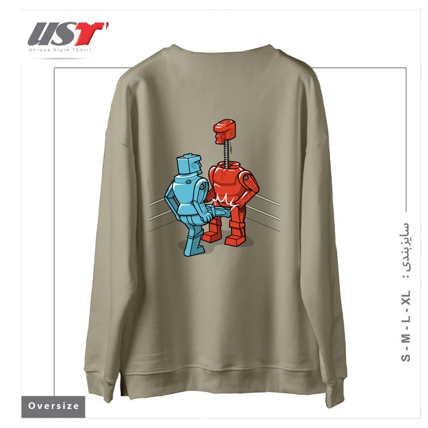 طرح MAKE LOVE NOT WAR1 سوییشرت اورسایزرنگ نخودی