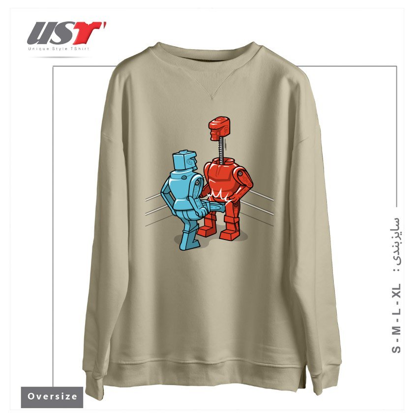 طرح MAKE LOVE NOT WAR1 سوییشرت اورسایزرنگ نخودی