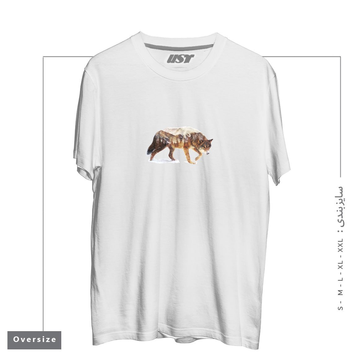 طرح WOLF IN THE ARCTIC تیشرت اورسایزرنگ سفید