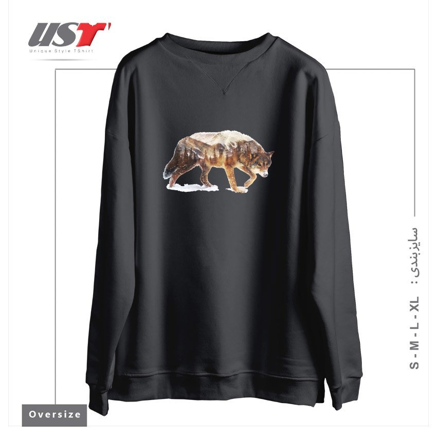 سوییشرت اورسایز طرح WOLF IN THE ARCTIC