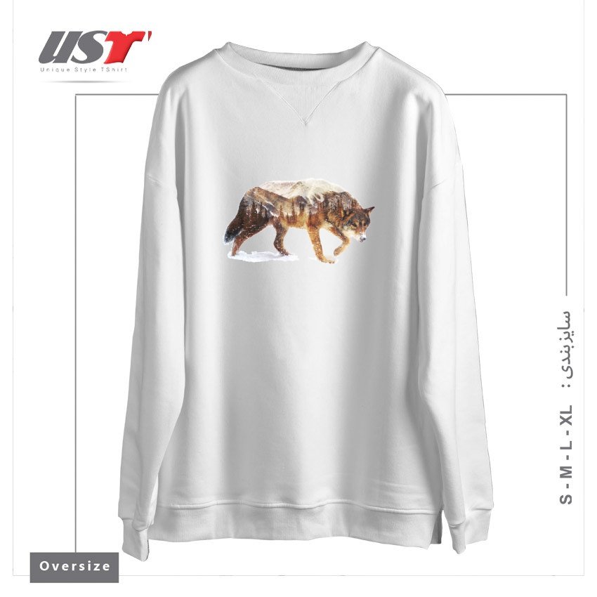 سوییشرت اورسایز طرح WOLF IN THE ARCTIC
