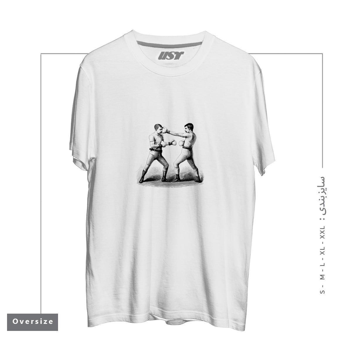 طرح MEN IN MOUSTACHES تیشرت اورسایزرنگ سفید