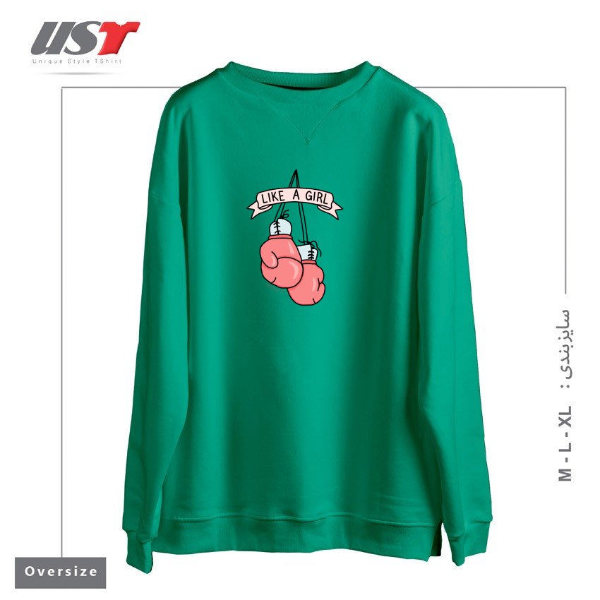 طرح PUNCH OUT THE PATRIARCHY سوییشرت اورسایزرنگ سبز سدری