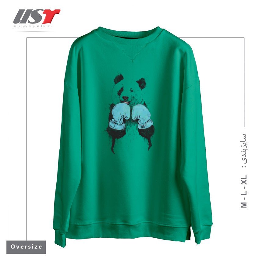 طرح THE WINNER سوییشرت اورسایزرنگ سبز سدری