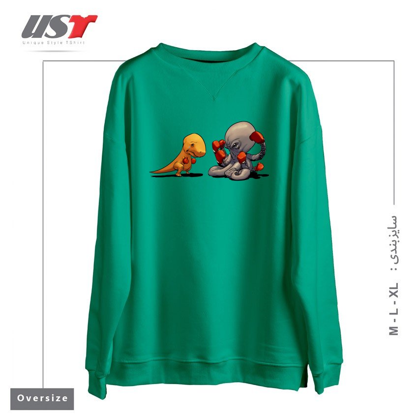 سوییشرت اورسایز طرح T-REX VS OCTOPUS