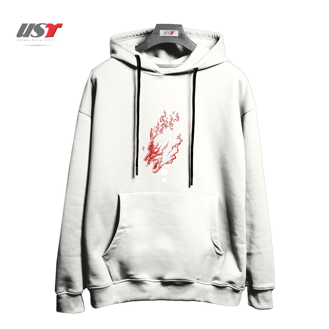 هودی اورسایز طرح WOLF ON FIRE (RED)