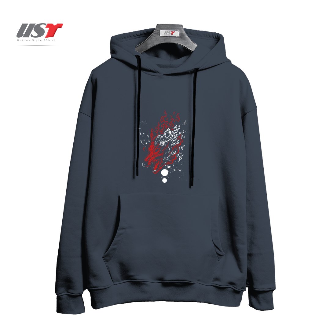 طرح WOLF ON FIRE (RED) هودی اورسایزرنگ دودی