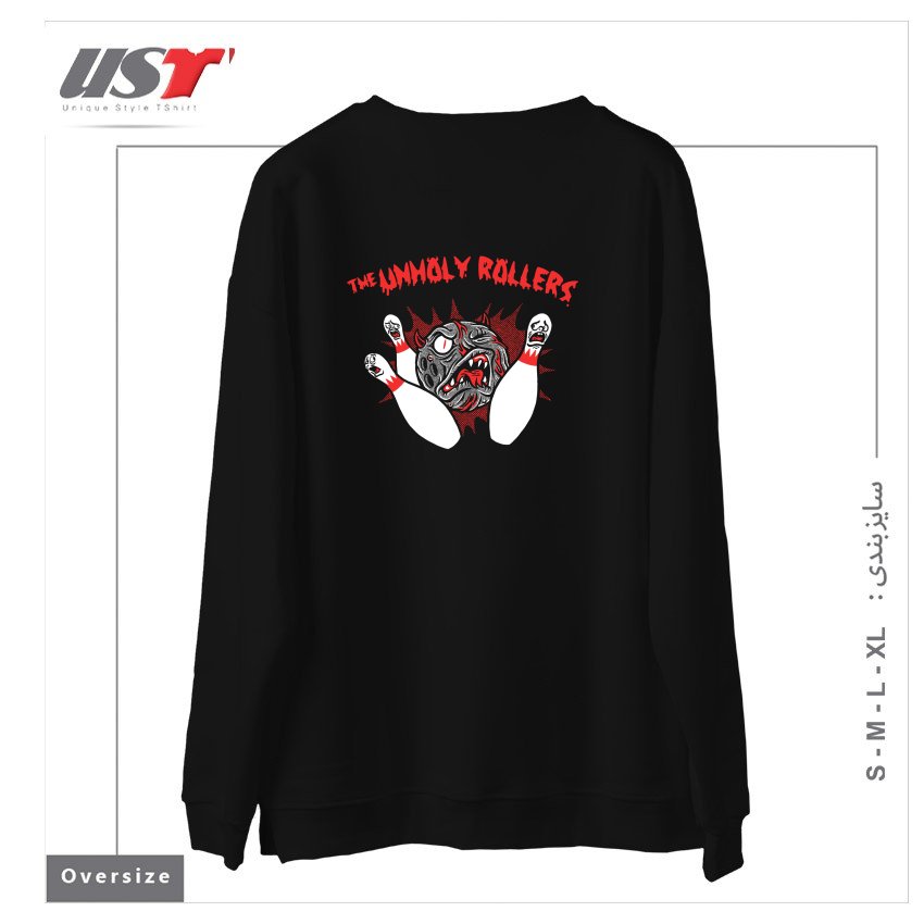 طرح THE UNHOLY ROLLERS سوییشرت اورسایزرنگ مشکی