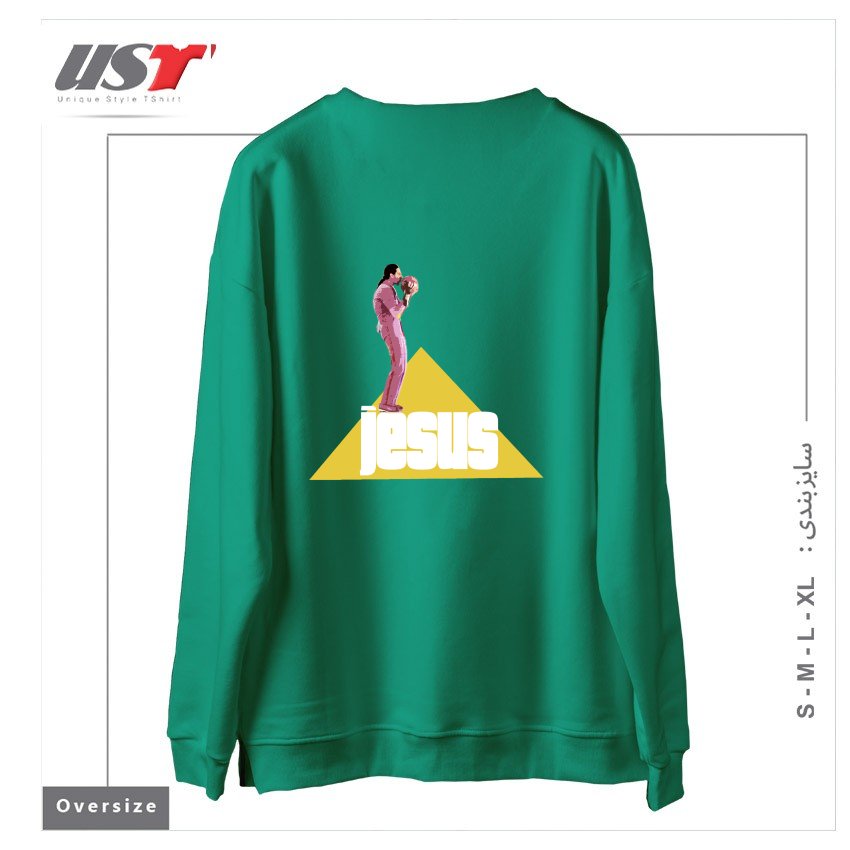 طرح THE JESUS - BIG LEBOWSKI MOVIE سوییشرت اورسایزرنگ سبز سدری