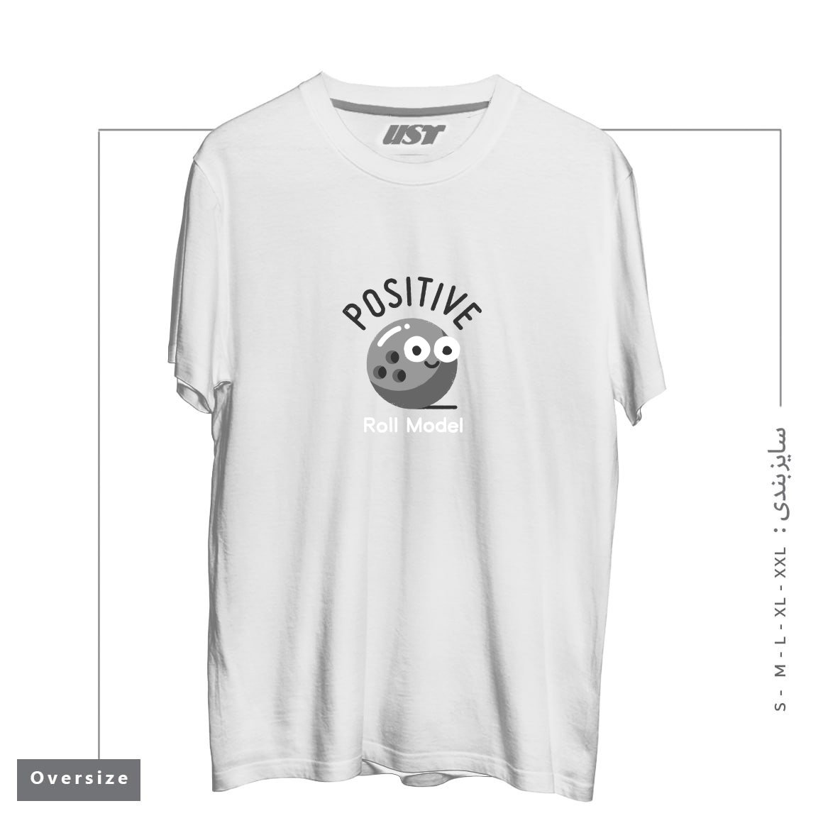 طرح A STRIKING EXAMPLE تیشرت اورسایزرنگ سفید