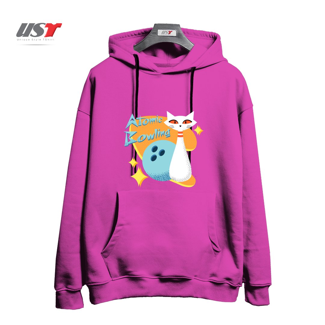هودی اورسایز طرح ATOMIC CAT IN MID-CENTURY MODERN BOWLING DESIGN