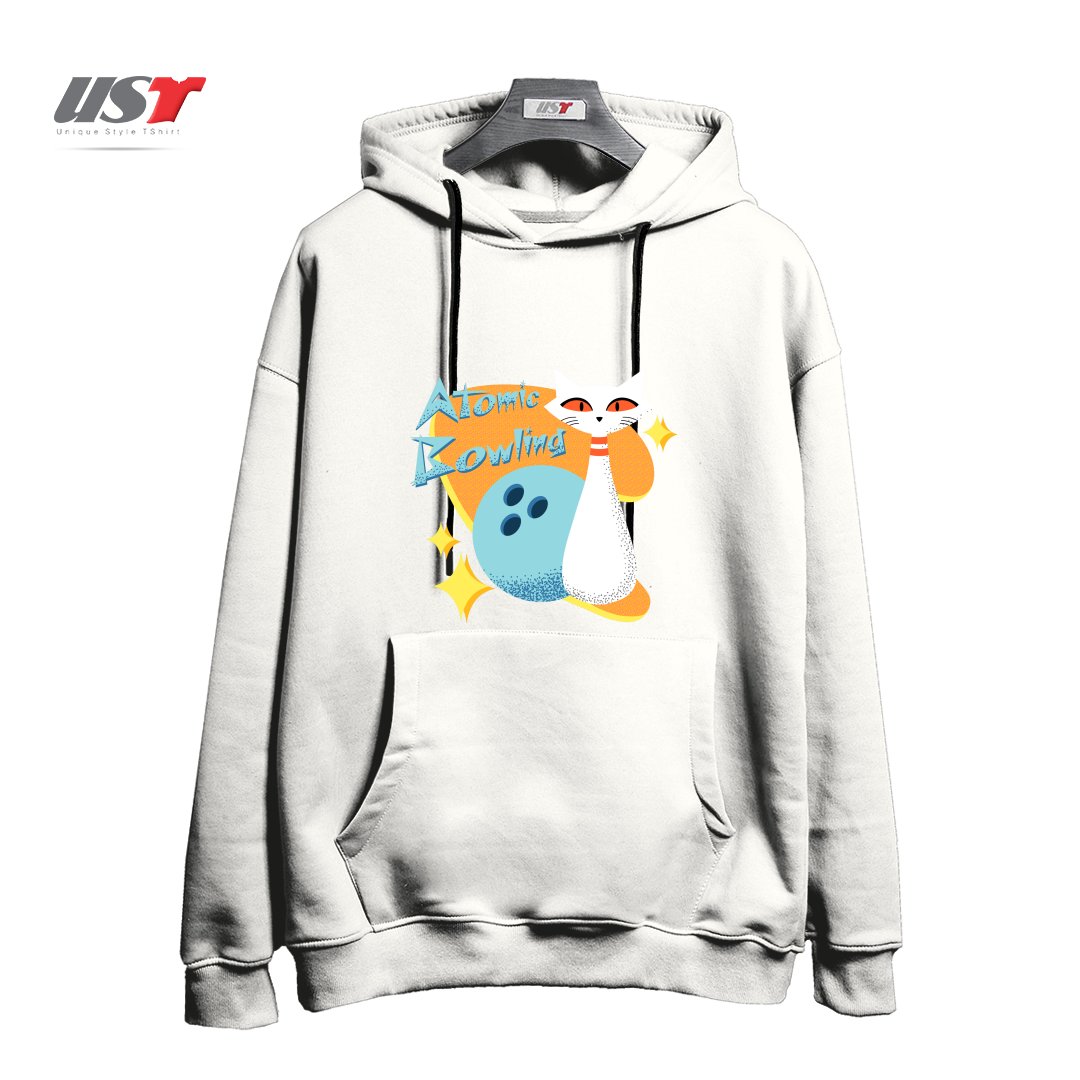 هودی اورسایز طرح ATOMIC CAT IN MID-CENTURY MODERN BOWLING DESIGN