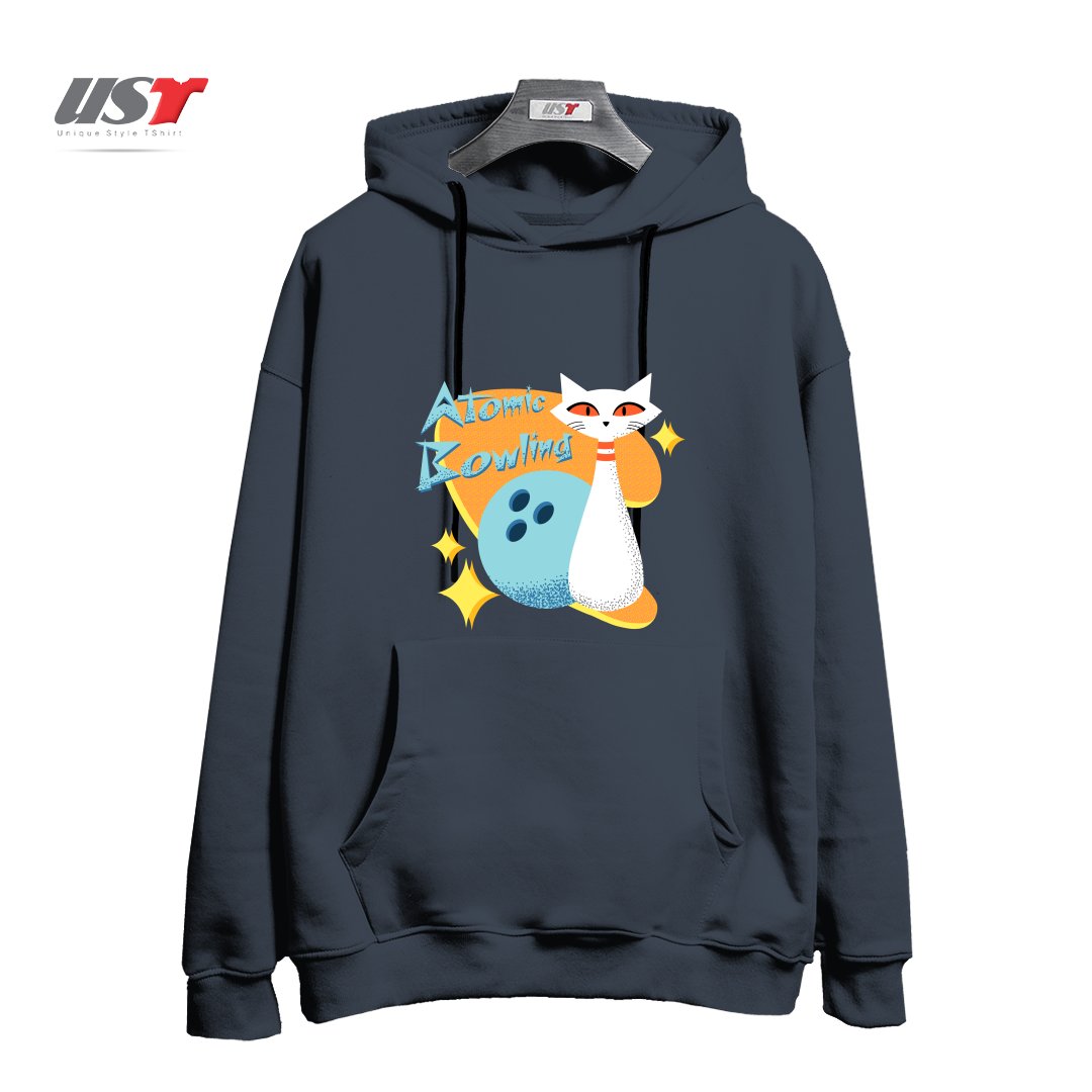 هودی اورسایز طرح ATOMIC CAT IN MID-CENTURY MODERN BOWLING DESIGN