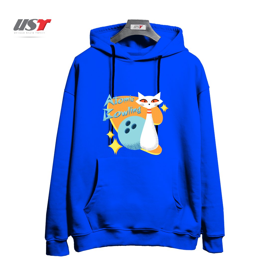 هودی اورسایز طرح ATOMIC CAT IN MID-CENTURY MODERN BOWLING DESIGN
