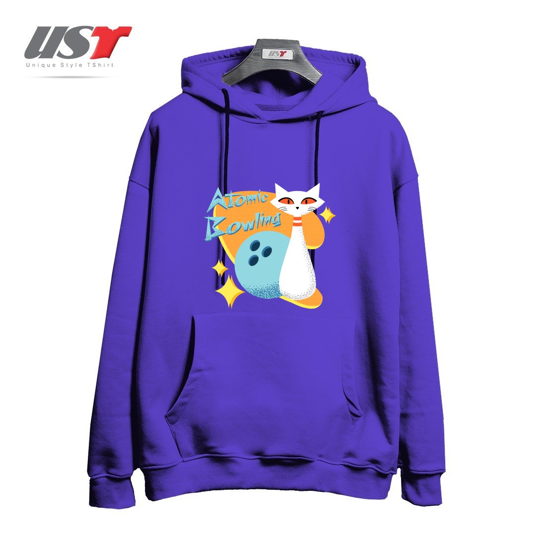 هودی اورسایز طرح ATOMIC CAT IN MID-CENTURY MODERN BOWLING DESIGN