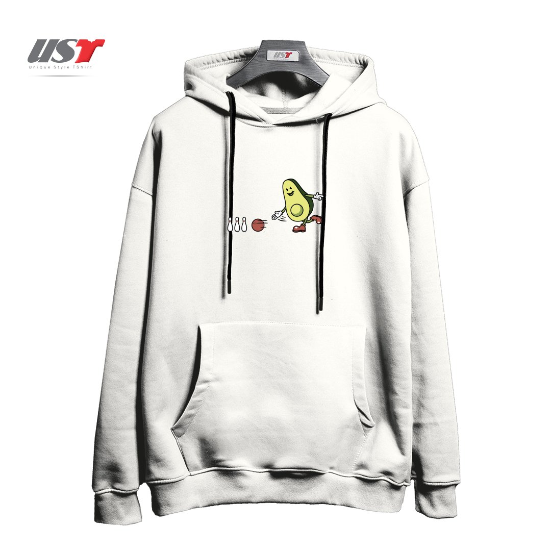 طرح AVOCADOO PLAYING BOWLING هودی اورسایزرنگ سفید