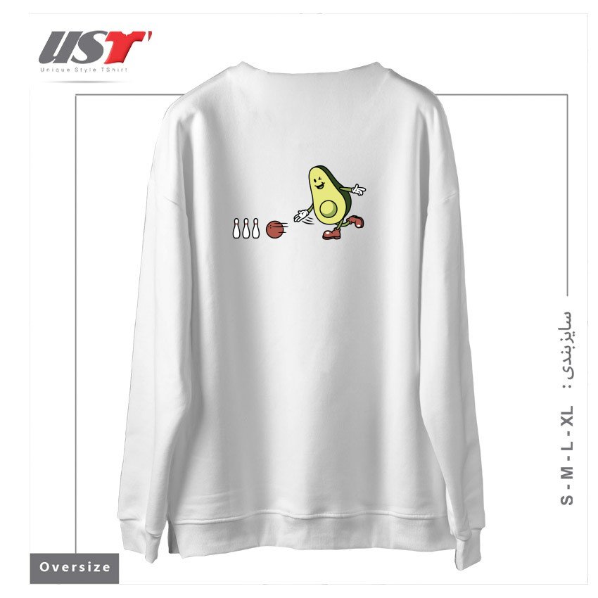 طرح AVOCADOO PLAYING BOWLING سوییشرت اورسایزرنگ سفید