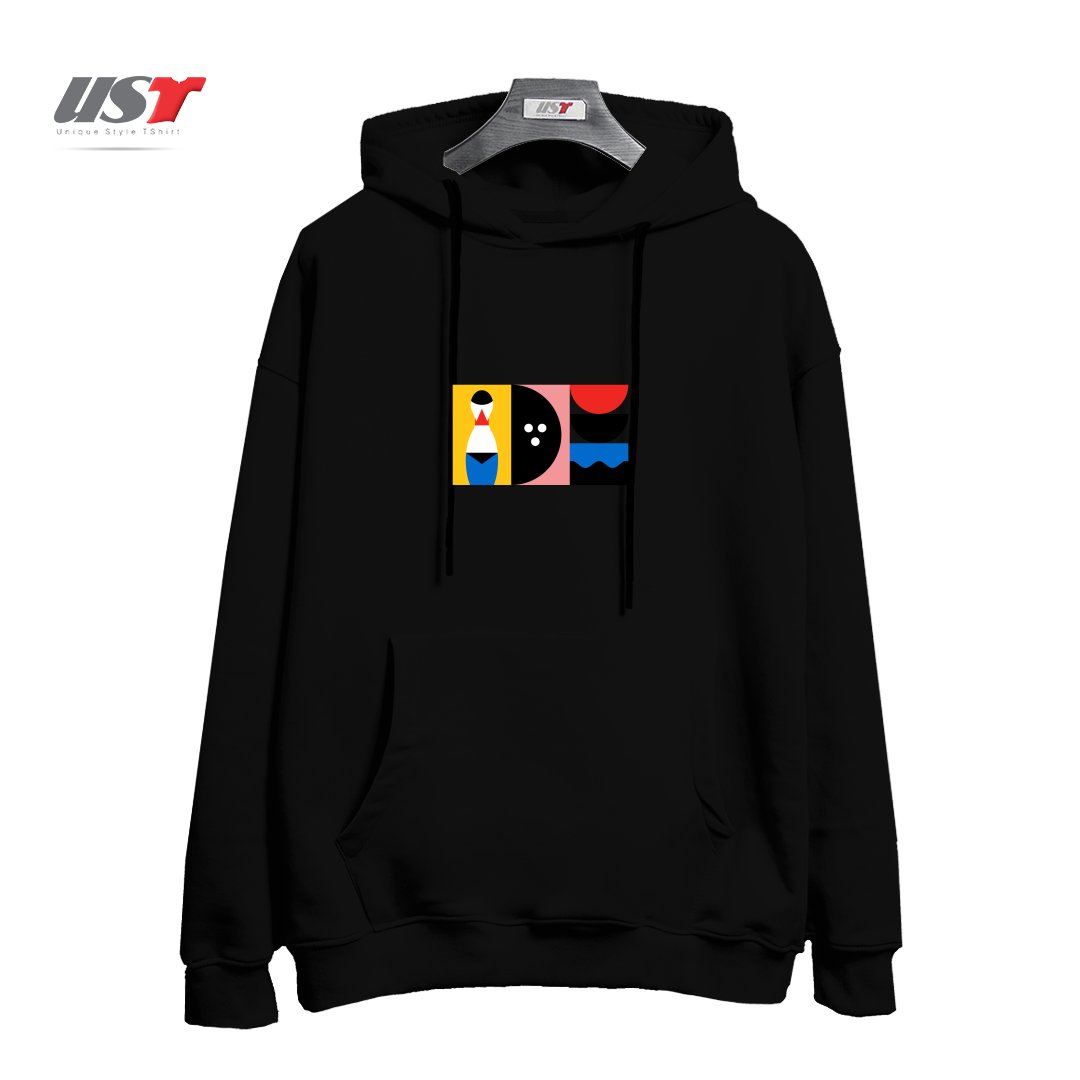 طرح BIRDLAND هودی اورسایزرنگ مشکی