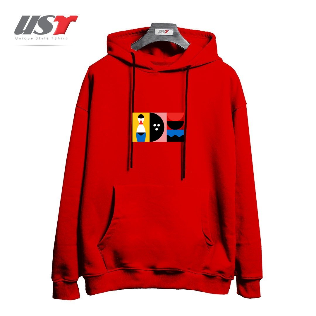 طرح BIRDLAND هودی اورسایزرنگ قرمز