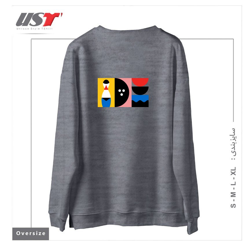 طرح BIRDLAND سوییشرت اورسایزرنگ طوسی ملانژ