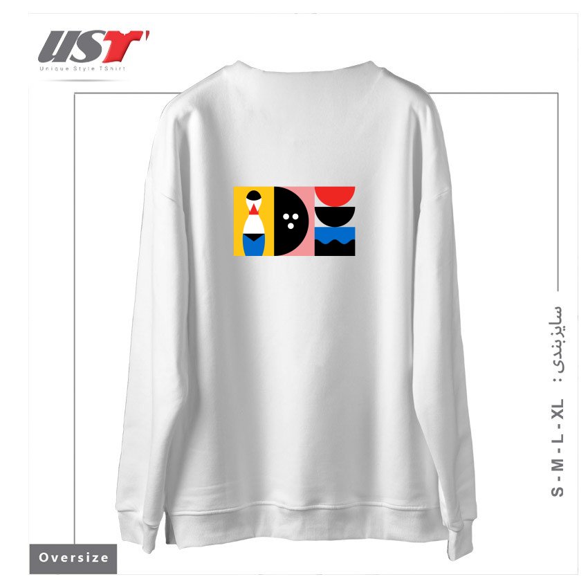 طرح BIRDLAND سوییشرت اورسایزرنگ سفید