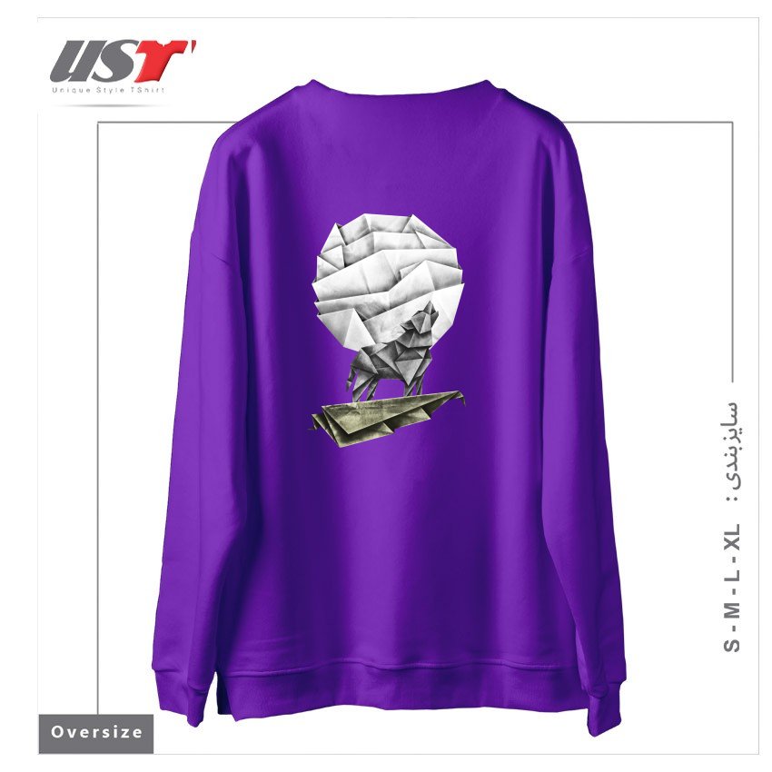 طرح WOLFGAMI سوییشرت اورسایزرنگ بنفش