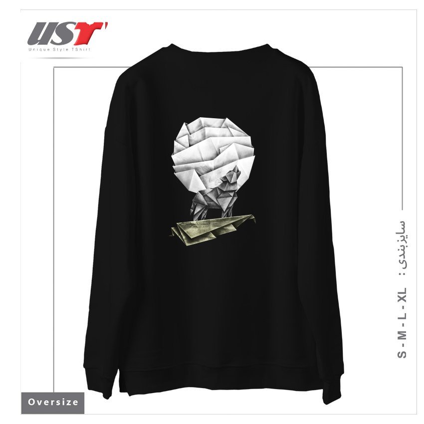 طرح WOLFGAMI سوییشرت اورسایزرنگ مشکی