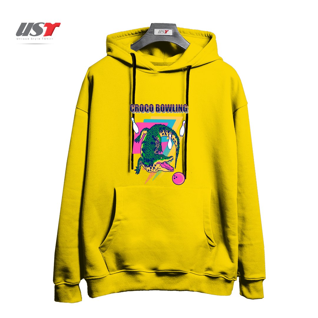 طرح CROCO BOWLING هودی اورسایزرنگ زرد