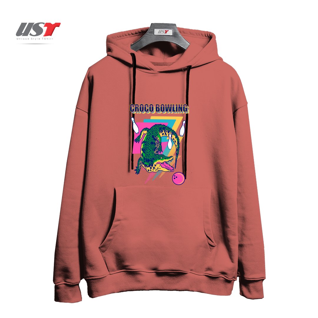 طرح CROCO BOWLING هودی اورسایزرنگ آجری
