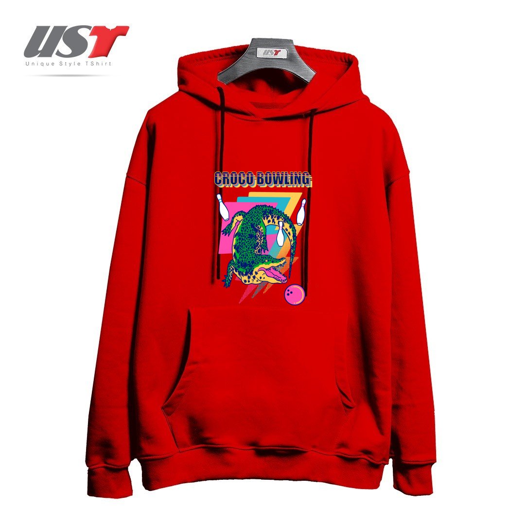 طرح CROCO BOWLING هودی اورسایزرنگ قرمز