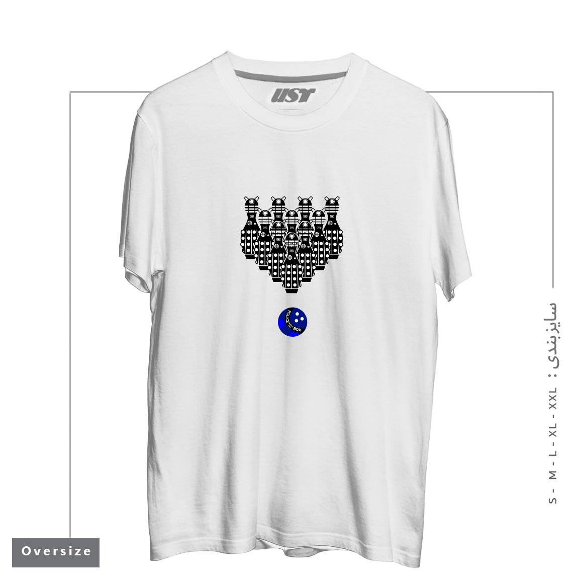طرح DALEK BOWLING تیشرت اورسایزرنگ سفید