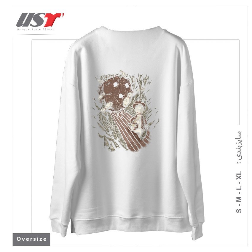 طرح PINDIANA JONES سوییشرت اورسایزرنگ سفید