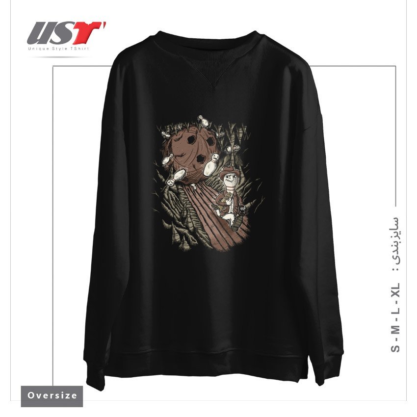 طرح PINDIANA JONES سوییشرت اورسایزرنگ مشکی