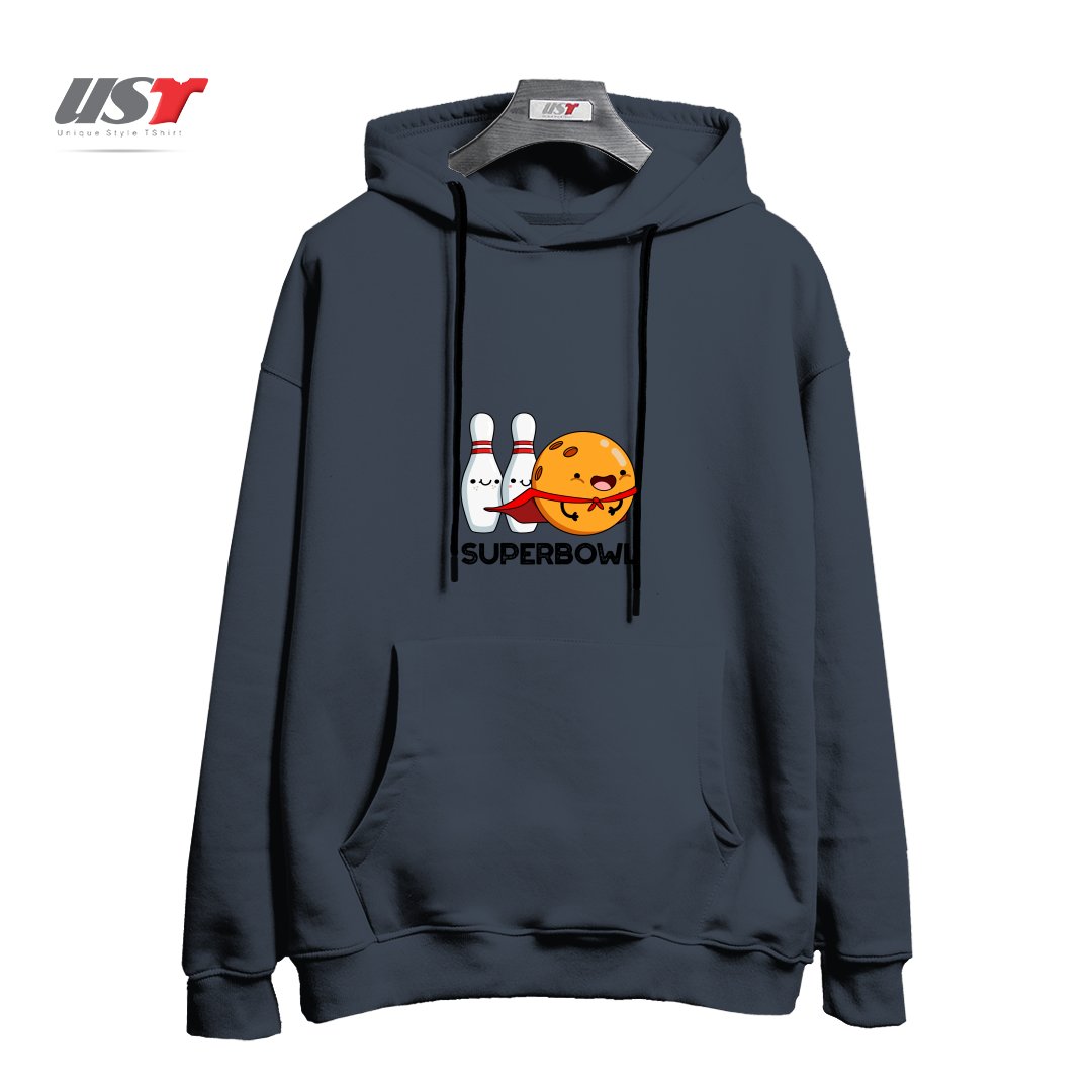 طرح SUPER BOWL CUTE SUPER HERO BOWLING PUN هودی اورسایزرنگ دودی