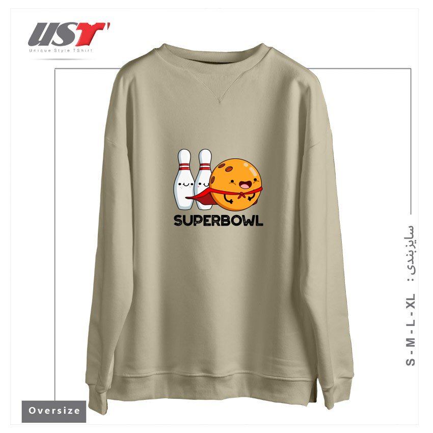 سوییشرت اورسایز طرح SUPER BOWL CUTE SUPER HERO BOWLING PUN