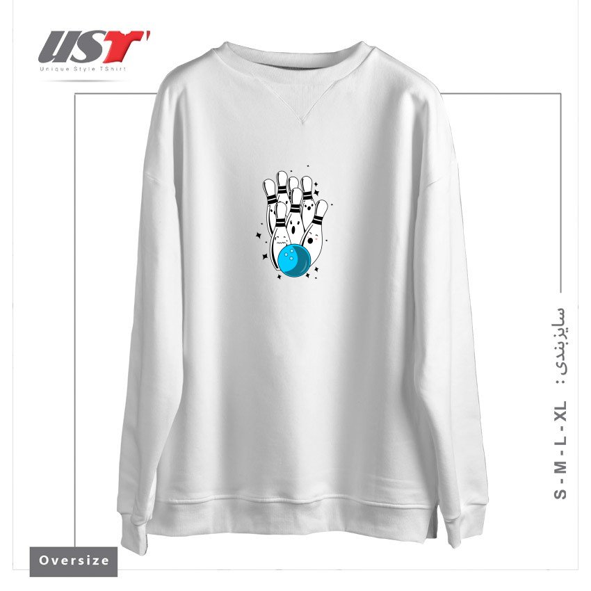 طرح STRIKE سوییشرت اورسایزرنگ سفید