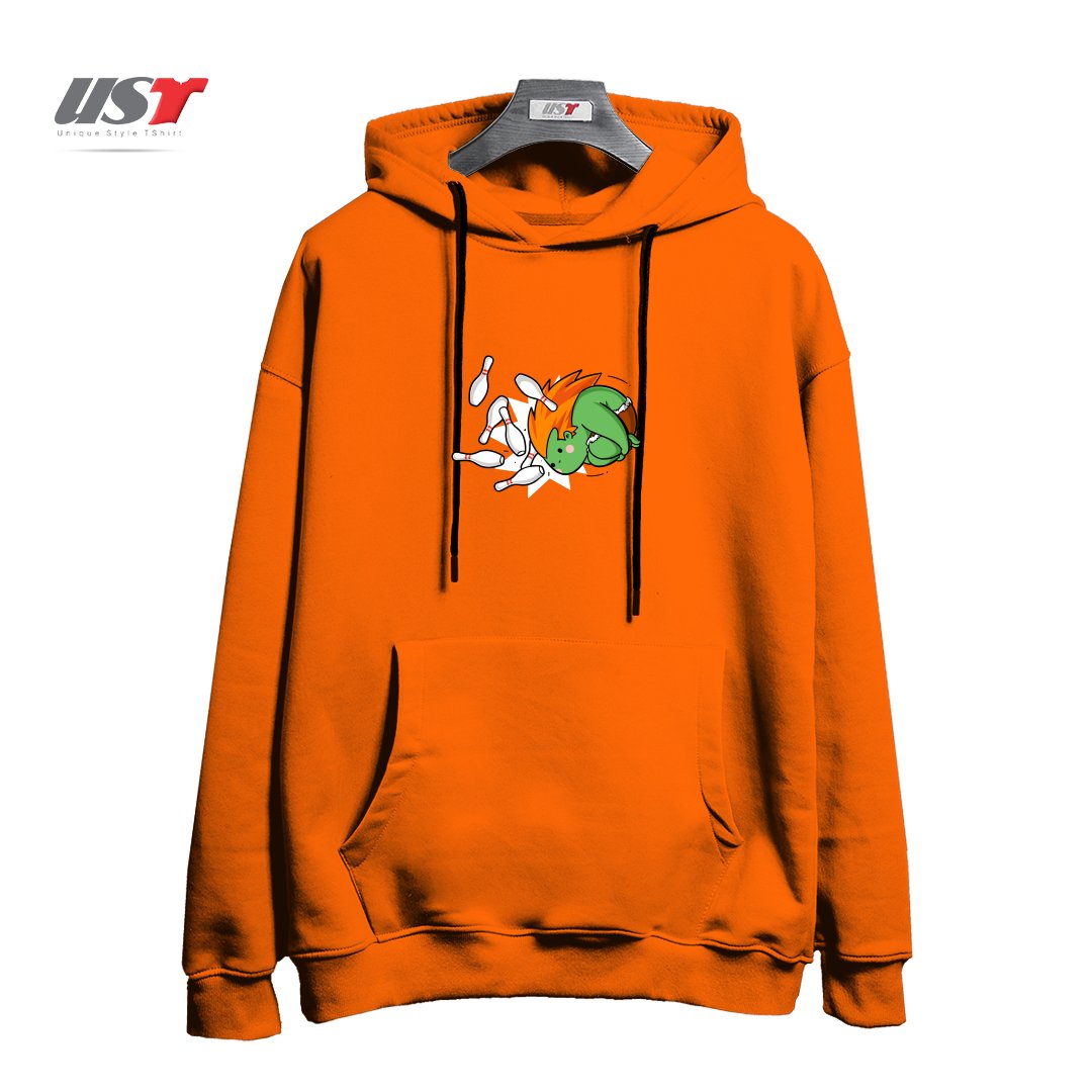 طرح SPORTY BUDDY BOWLING هودی اورسایزرنگ نارنجی